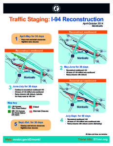 Traffic Staging: I-94 Reconstruction April-October 2014 Monticello Reconstruct westbound 75