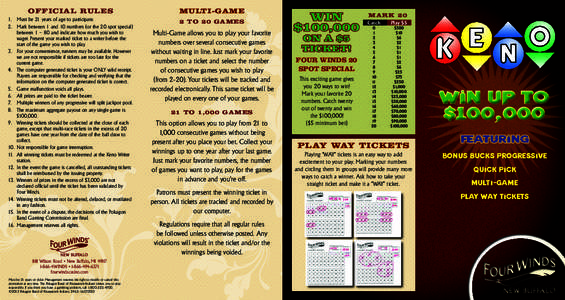 Bingo / Keno / Lotteries / North Carolina Education Lottery / Pick 6 / Ticket / Florida Lottery / California State Lottery / Gambling / Games / Entertainment