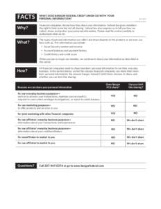 FACTS  WHAT DOES BANGOR Federal CREDIT UNION DO WITH YOUR PERSONAL INFORMATION?  Why?