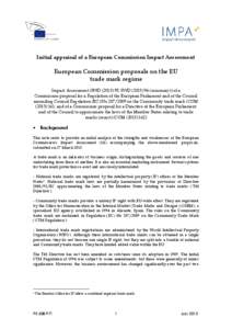 Initial appraisal of a European Commission Impact Assessment. European Commission proposals on the EU trade mark regime