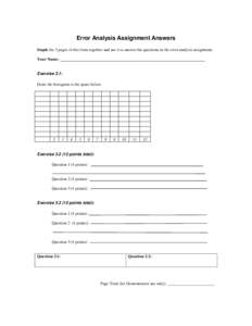 Error Analysis Assignment Answers Staple the 3 pages of this form together and use it to answer the questions in the error analysis assignment. Your Name: Exercise 3.1: Draw the histogram is the space below.