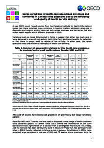 Canadian Institute for Health Information / Healthcare in Canada / Health promotion / Health care in Canada / Health care system / Organisation for Economic Co-operation and Development / Health care / Magnetic resonance imaging / Comparison of the health care systems in Canada and the United States / Health / Medicine / Health economics