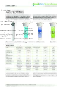Product sheet  Water prefilters Sometimes the tap water is of such a pore quality it affect the performance of your BacTerminator® Dental. In those cases we recommend to prefilter