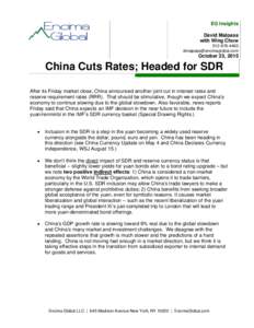 Microsoft Word - china cuts rates; headed for SDR