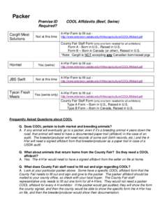 Packer Premise ID Required? Cargill Meat Solutions