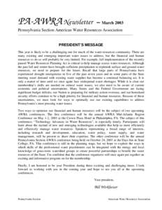 PA-AWRA Newsletter  – March 2003 Pennsylvania Section American Water Resources Association ______________________________________________________________________________________