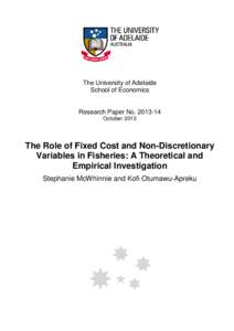 The University of Adelaide School of Economics Research Paper No[removed]October 2013