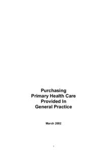 Purchasing Primary Health Care Provided In General Practice