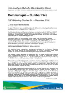 The Southern Suburbs Co-ordination Group     Communiqué Number Five  – September/October 2008