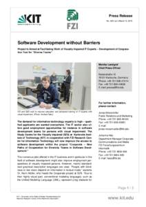 Press Release No. 028 | jm | March 13, 2015 Software Development without Barriers Project Is Aimed at Facilitating Work of Visually Impaired IT Experts – Development of Cooperation Tool for “Diverse Teams”