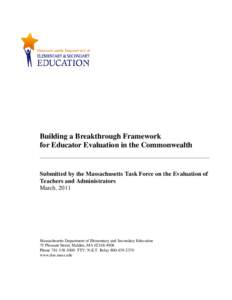 Report of the Massachusetts Task Force on the Evaluation of Teachers and Administrators, March 2011