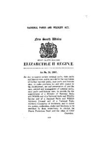 NATIONAL PARKS AND WILDLIFE ACT.  ANNO SEXTO D E C I M O ELIZABETHE II REGINE Act No. 35, 1967.