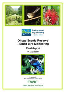 Ohope Scenic Reserve – Small Bird Monitoring Final Report