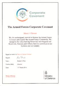 Gorporate  Covenant The Armed Forces Corporate Covenant Music 4 Heroes