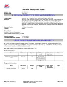 Material Safety Data Sheet 0291MAR019[removed]MSDS ID NO.: Revision date: