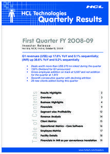 HCL Technologies  Quarterly Results