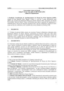 CAPES  Universidade Aberta do Brasil - UAB Universidade Aberta do Brasil Edital Nº. 02 de 31 de julho de 2009 DED/CAPES