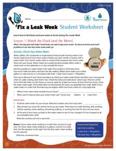 A Day in the Life of a Drop; Worksheet 2