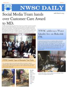 NWSC DAILY  ISSUE 8 Social Media Team hands over Customer Care Award