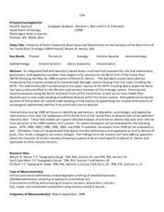 -72APrincipal Investigator(s): David R. Gaylord Graduate Students: Michelle L. Bart and Eric R. Killenbeck Department of Geology[removed]Washington State University