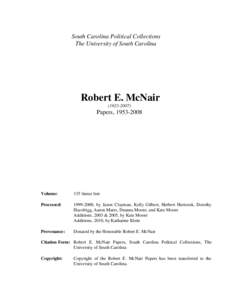 Donald S. Russell / Evander McNair / Allendale County /  South Carolina / Cades /  South Carolina / Governor of South Carolina / South Carolina Republican Party / Hell Hole Swamp / John B. McNair / South Carolina gubernatorial election / South Carolina / Robert Evander McNair / Robert McNair