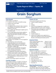Topeka Regional Office Missouri Grain Sorghum Fact Sheet