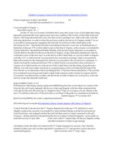 Southern Campaign American Revolution Pension Statements & Rosters Pension Application of John Cole S39344 Transcribed and annotated by C. Leon Harris VA