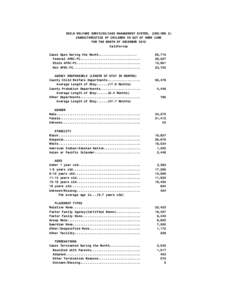 CHILD WELFARE SERVICES/CASE MANAGEMENT SYSTEM, (CWS/CMS 2) CHARACTERISTICS OF CHILDREN IN OUT OF HOME CARE FOR THE MONTH OF DECEMBER 2010 California Cases Open During the Month..................... Federal AFDC-FC.......