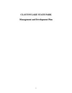CLAYTON LAKE STATE PARK Management and Development Plan