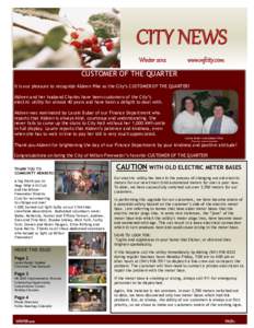 CITY NEWS Winter 2012 www.mfcity.com  CUSTOMER OF THE QUARTER