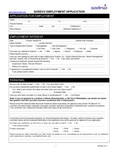 SODEXO EMPLOYMENT APPLICATION  www.sodexoUSA.com APPLICATION FOR EMPLOYMENT Name ___________________________________________________________________________________________