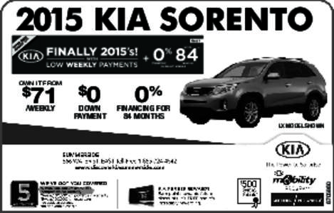 2015 KIA SORENTO 71 $  /weekly