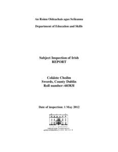 An Roinn Oideachais agus Scileanna Department of Education and Skills Subject Inspection of Irish REPORT
