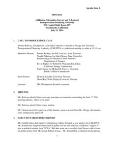 Agenda Item 2. MINUTES California Alternative Energy and Advanced Transportation Financing Authority 915 Capitol Mall, Room 587 Sacramento, California