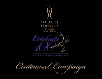 Centennial Campaign  A Cultural Treasure “The baton is now in your hands. It is up to you to secure the future