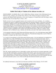 ALABAMA SECURITIES COMMISSION Post Office Box[removed]Montgomery, Alabama[removed]Telephone: ([removed]or[removed]Fax: ([removed]Email: [removed] Website: www.asc.alabama.gov