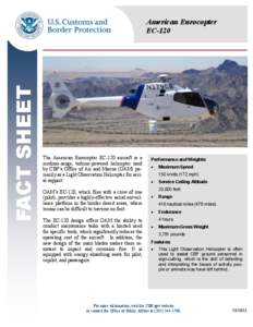 FACT SHEET  American Eurocopter EC-120  The American Eurocopter EC-120 aircraft is a