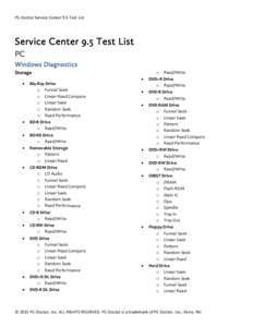 PC‐Doctor Service Center 9.5 Test List   Service Center 9.5 Test List PC Windows Diagnostics Storage