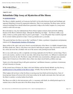 Scientists Chip Away at Mysteries of the Moon - New York Times[removed]:34 AM August 8, 2006