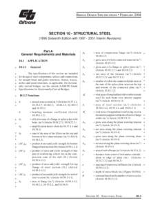 BRIDGE DESIGN SPECIFICATIONS • FEBRUARY[removed]SECTION 10 - STRUCTURAL STEEL[removed]Sixteenth Edition with[removed]Interim Revisions)  Part A