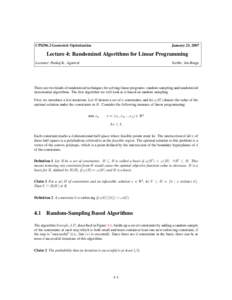 CPS296.2 Geometric Optimization  January 23, 2007 Lecture 4: Randomized Algorithms for Linear Programming Lecturer: Pankaj K. Agarwal