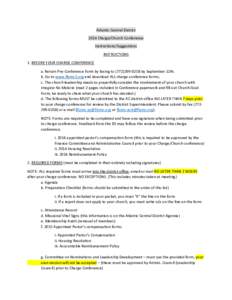 Atlantic Central District 2014 Charge/Church Conference Instructions/Suggestions INSTRUCTIONS 1. BEFORE YOUR CHARGE CONFERENCE a. Return Pre-Conference Form by faxing toby September 12th.