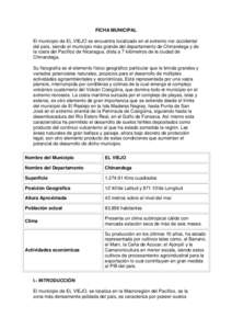 FICHA MUNICIPAL El municipio de EL VIEJO se encuentra localizado en el extremo nor occidental del país, siendo el municipio más grande del departamento de Chinandega y de