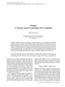 Walpole, a Mystery Island in southeast New Caledonia?  In A Pacific Odyssey:  Archaeology and Anthropology in the Western Pacific.  Papers in Honour of Jim Specht