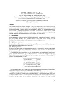 DUTIR at TREC 2007 Blog Track Song Rui, Tang Qin, Daming Shi, Hongfei Lin, Zhihao Yang Department of Computer Science and Technology, Dalian University of Technology No 2 LingGong Road Shahekou District, Dalian, C