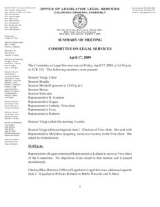 Committee on Legal Services S en. Jennifer V eiga, C hair R ep. Jeanne Labuda, V ice C hair R ep. Bob G ardner R ep. D aniel Kagan R ep. C laire Levy