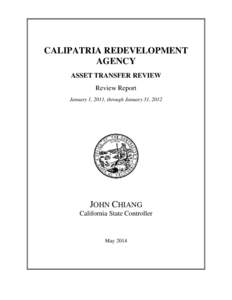 CALIPATRIA REDEVELOPMENT AGENCY ASSET TRANSFER REVIEW Review Report January 1, 2011, through January 31, 2012