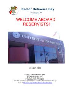 WELCOME ABOARD RESERVISTS! [removed]CG SECTOR DELAWARE BAY