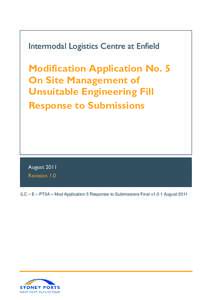 Intermodal Logistics Centre at Enfield  Modification Application No. 5 On Site Management of Unsuitable Engineering Fill Response to Submissions