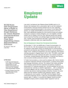 JanuaryEmployer Update NLRB Rules that Employees